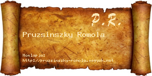 Pruzsinszky Romola névjegykártya